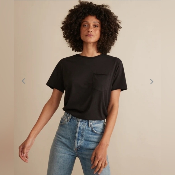 Marine layer Boyfriend Crew Tee in Black - Picture 1 of 11
